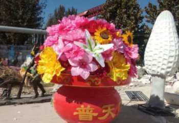 花籃鑄造觀賞型，露天雕塑，鋼結構玫瑰花花籃雕塑訂做