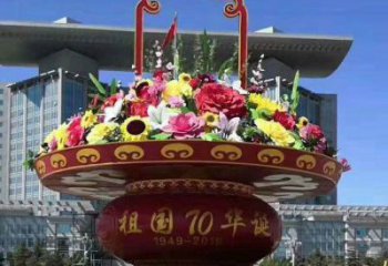 大型花籃雕塑選用，街道標識，城市花籃雕塑定制