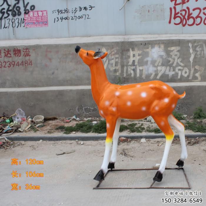 抽象小鹿雕塑，彩繪工藝，玻璃鋼動物雕塑廠家