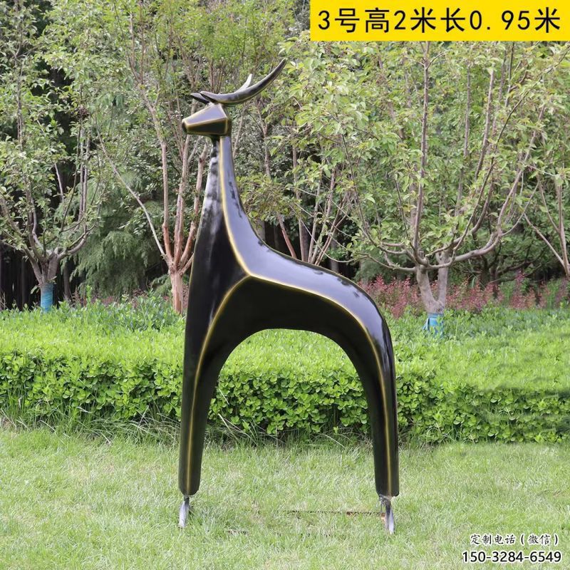 小鹿方案供應(yīng)，圓雕體系，抽象小鹿雕塑制作