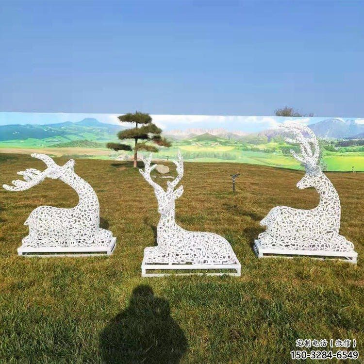 小鹿雕塑觀賞型,公園小品,景觀鏤空小鹿雕塑常用 小鹿雕塑觀賞型,公園小品,景觀鏤空小鹿雕塑常用
