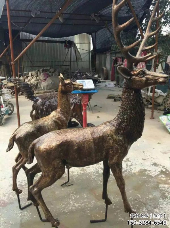 銅鹿雕塑，鑄銅動物雕塑