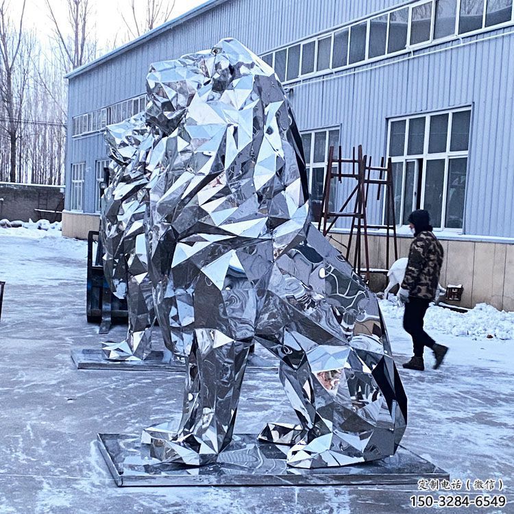 鏡面獅子雕塑通用，動物小品，廣場不銹鋼獅子雕塑優價