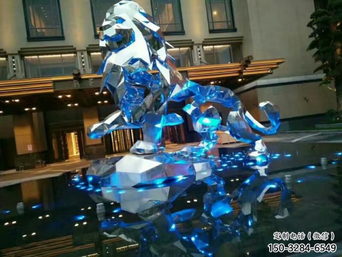 切面獅子雕塑通用，街景小品，不銹鋼獅子雕塑制造