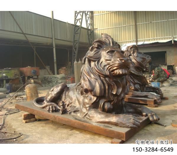雕塑獅子景觀精選，中式工藝，園林趴獅雕塑供給