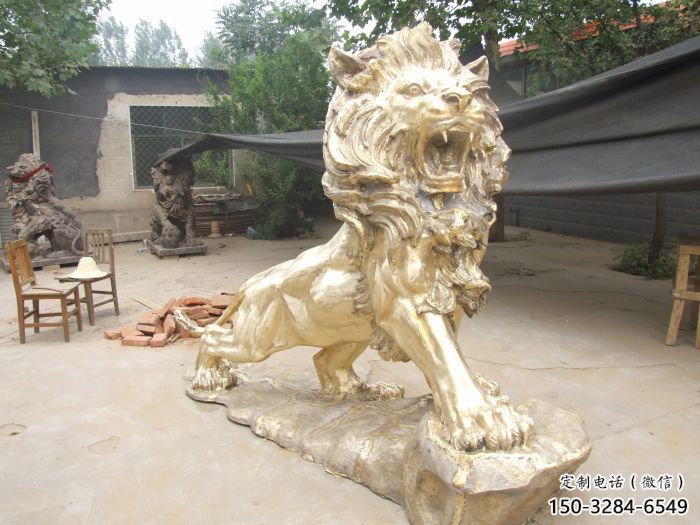 地產獅子雕塑點擊，景觀雕塑，黃銅走獅雕塑供求