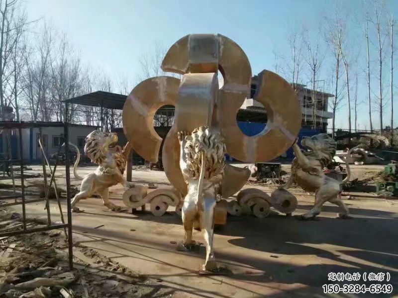 黃銅獅子雕塑承接，景觀雕塑，走獅雕塑供應