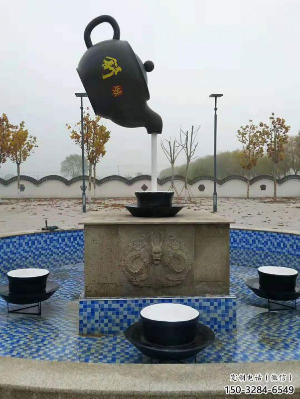 戶外水景吊壺雕塑，公園小品，流水吊壺雕塑制作