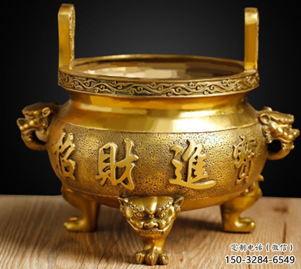招財(cái)鎏金爐銅雕塑 招財(cái)鎏金爐銅雕塑