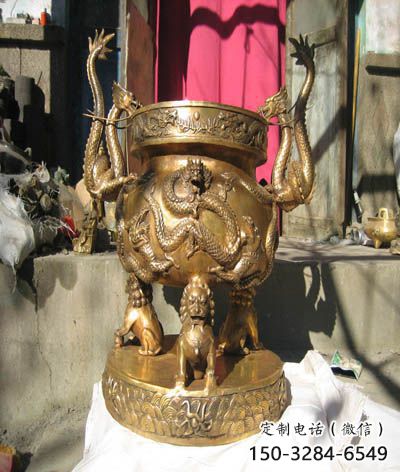 盤(pán)龍象形爐香爐雕塑