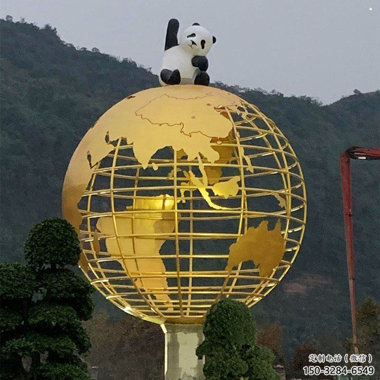 地球儀雕塑常用，鋼管組合，景觀烤漆地球儀雕塑生產