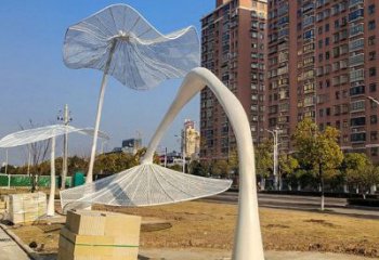 花傘廊架雕塑，不銹鋼廊架花雕塑