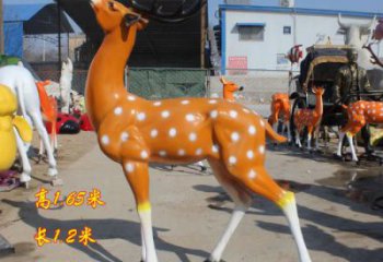 戶外小鹿雕塑制作，彩繪動物雕塑，玻璃鋼景觀雕塑