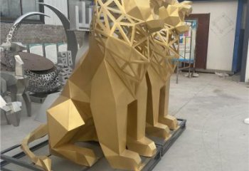 現代獅子雕塑定制，中式工藝，景觀不銹鋼獅子雕塑優價