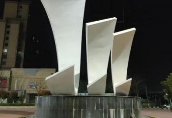 公園帆船雕塑，噴砂發光雕塑，鍛造工藝