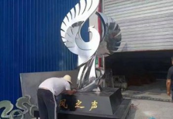 景觀鳳凰雕塑定做，小區擺件，鏡面不銹鋼鳳凰雕塑制作