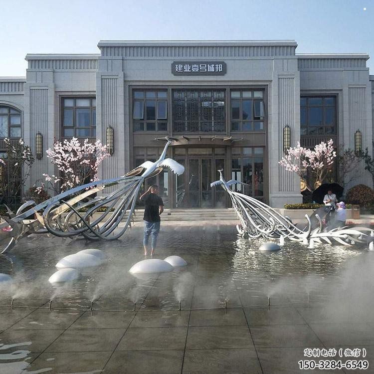孔雀景觀雕塑常用，酒店擺件，水景不銹鋼孔雀雕塑廠