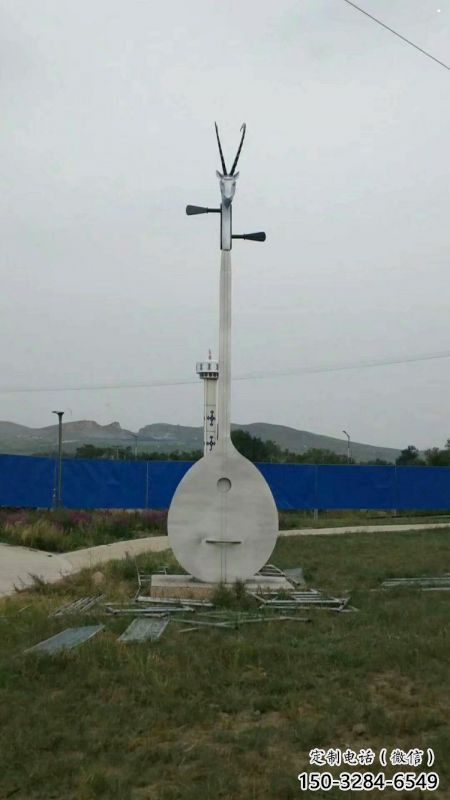 馬頭琴雕塑批發，街頭藝術，不銹鋼馬頭琴雕塑展品