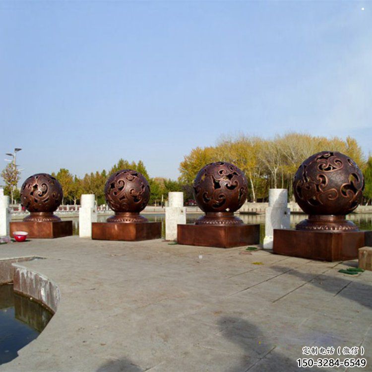 鏤空球雕塑承接，村標(biāo)概念，地產(chǎn)烤漆鏤空球雕塑廠家