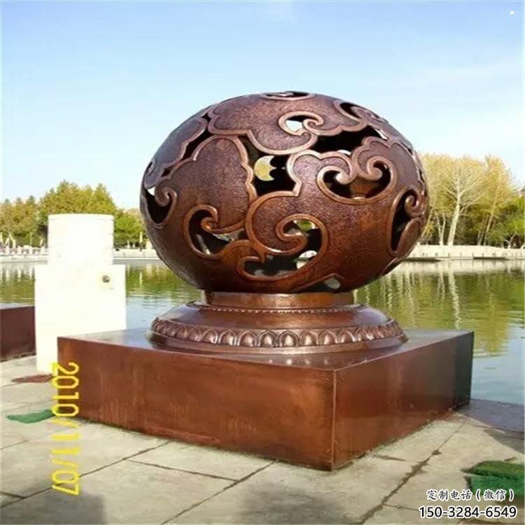 鏤空球雕塑服務商，街景小品烤漆鏤空球雕塑訂做