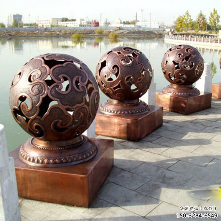 鏤空球雕塑生產，鋼管組合，烤漆鏤空球雕塑廠家