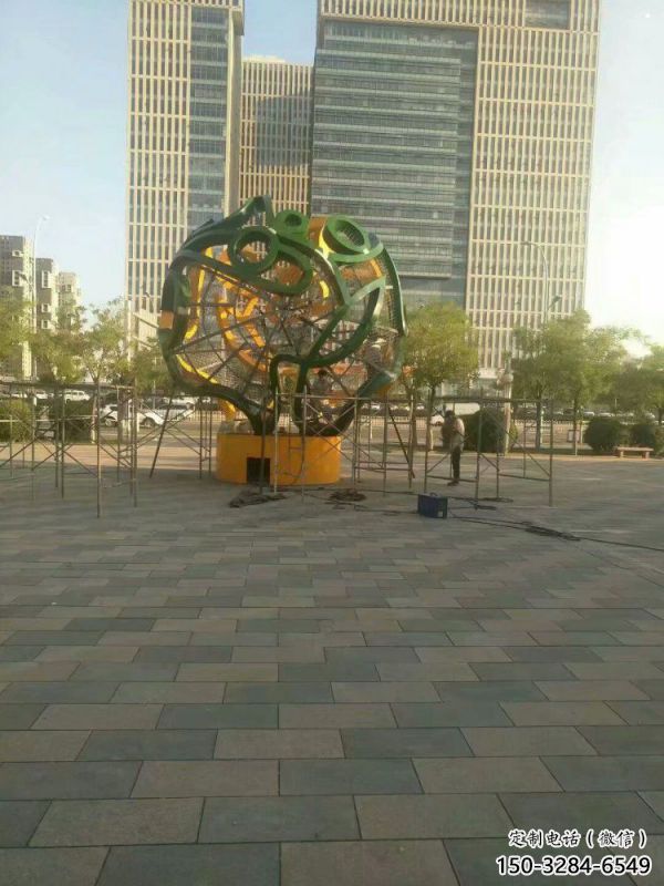 鏤空球雕塑制造商，動態雕塑，烤漆鏤空球雕塑精品