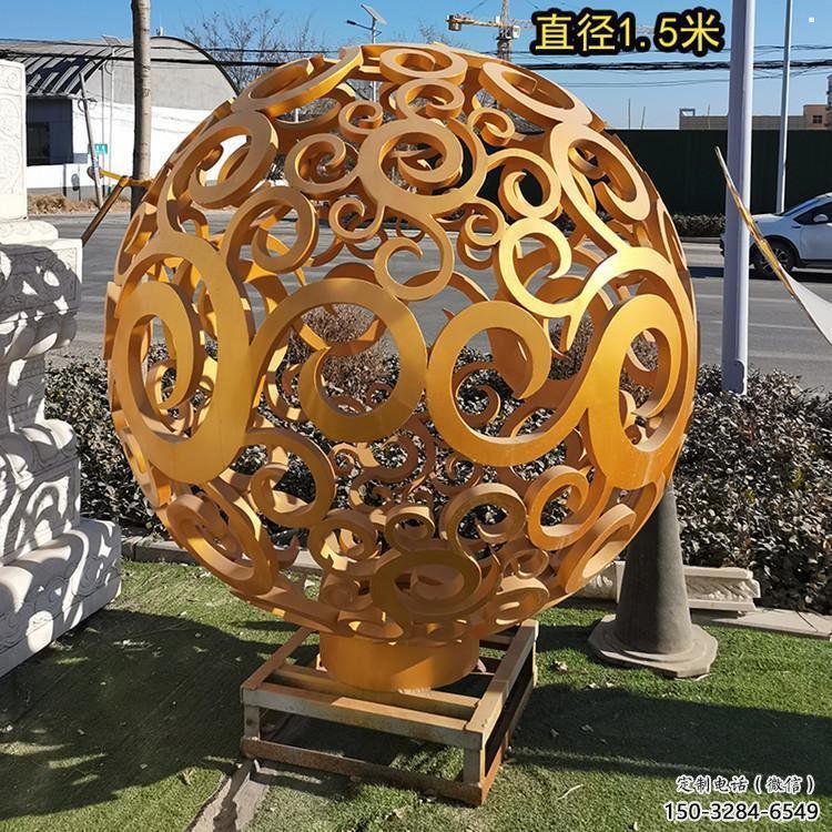鏤空球雕塑制作，廣場雕塑，烤漆鏤空球雕塑廠家