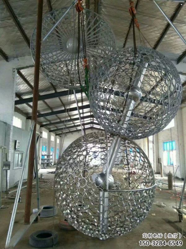 空心球雕塑點擊，景觀雕塑，鏤空空心球雕塑制作