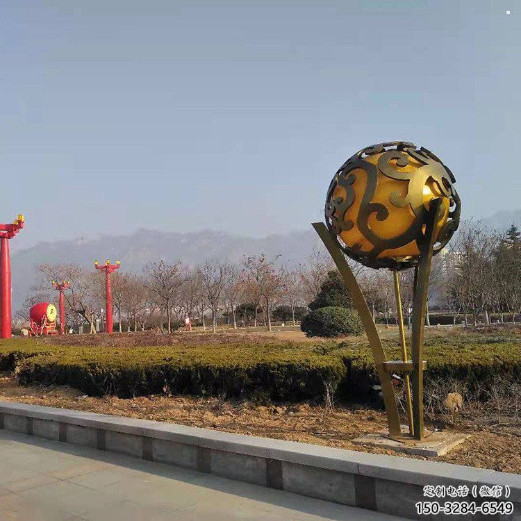 空心球雕塑生產商，動態雕塑，鏤空空心球雕塑定制