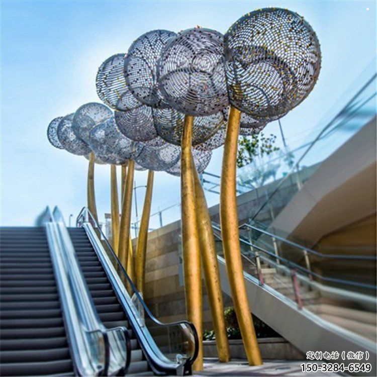 空心球雕塑優選，拉絲工藝，鏤空空心球雕塑廠家承接
