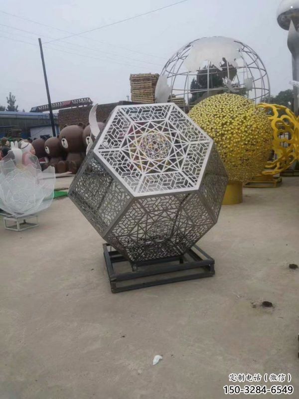 棱面球雕塑精選，景區雕塑，鏤空棱面球雕塑制作