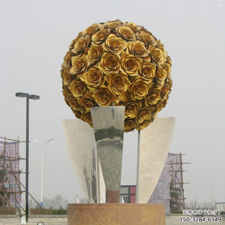 花球雕塑精選，市標雕塑，不銹鋼花球雕塑廠家