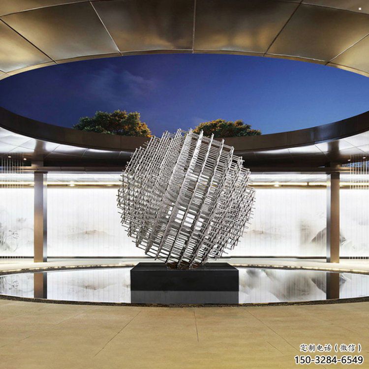 鏤空球雕塑擺件，室外軟裝，異形鏤空球雕塑定制