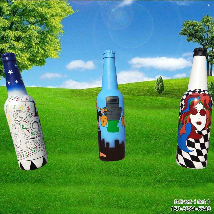 啤酒瓶雕塑承接，景區(qū)案例，玻璃鋼啤酒瓶雕塑承接