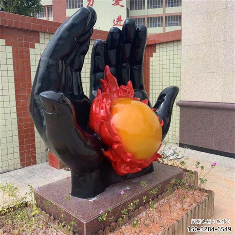 火球雕塑特供，美陳雕塑，手托火球雕塑定制廠家