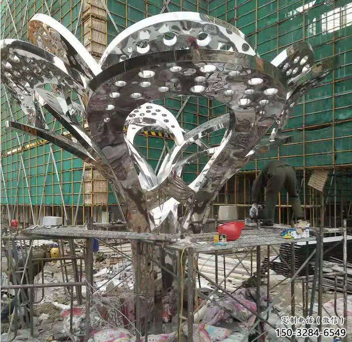 鏡面樹葉雕塑展品，花園小品，鏡面不銹鋼樹葉雕塑優選