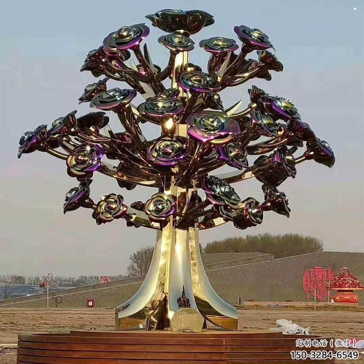 花樹雕塑加工商，鋼管組合，鈦金不銹鋼花樹雕塑定做