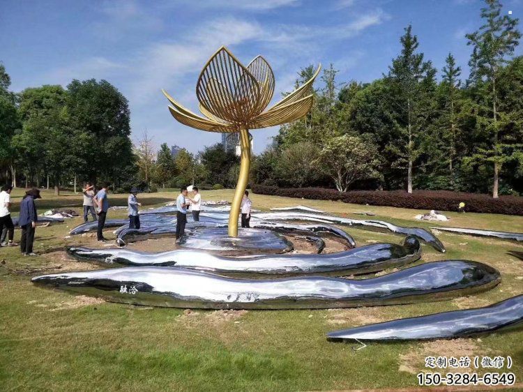 花樹雕塑制造商，街景小品，不銹鋼花樹雕塑定制