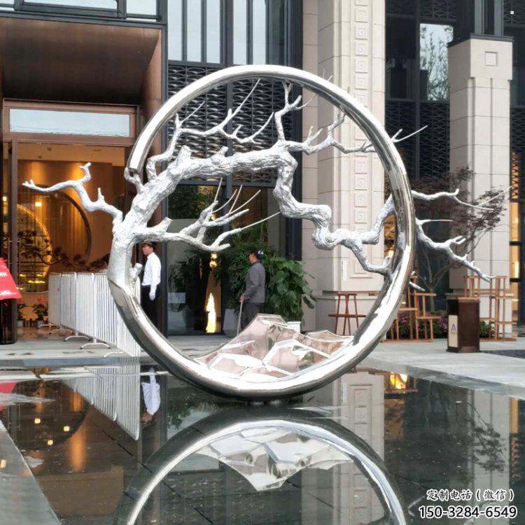 圓環(huán)樹雕塑訂做，戶外雕塑，不銹鋼圓環(huán)樹雕塑供給