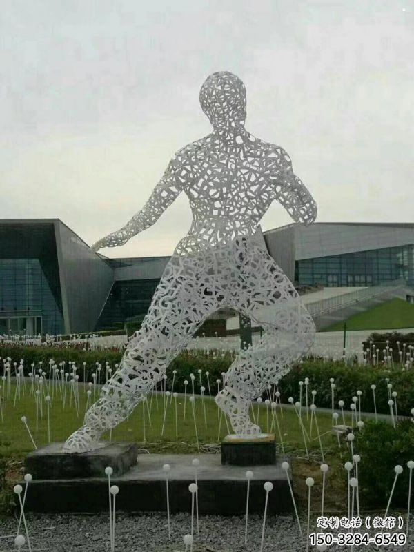 鏤空李小龍雕塑制造，街景小品，鐵藝人物雕塑優價