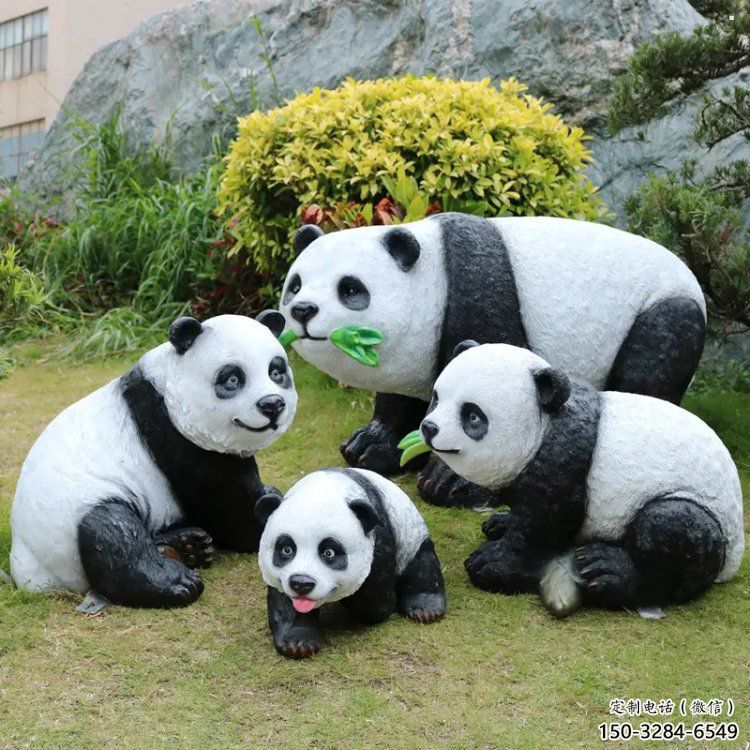 熊貓雕塑觀賞型，公園小品，仿真熊貓雕塑常用
