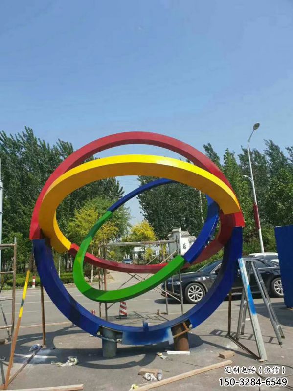 建筑雙環雕塑精選，露天雕塑，不銹鋼雙環雕塑訂做