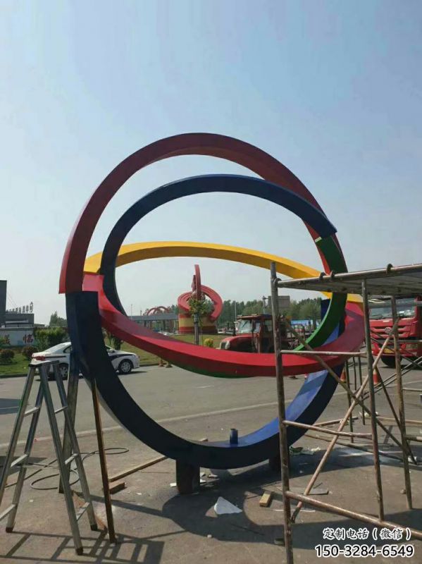 廣場雙環雕塑批發，廣場系列，不銹鋼雙環雕塑定價