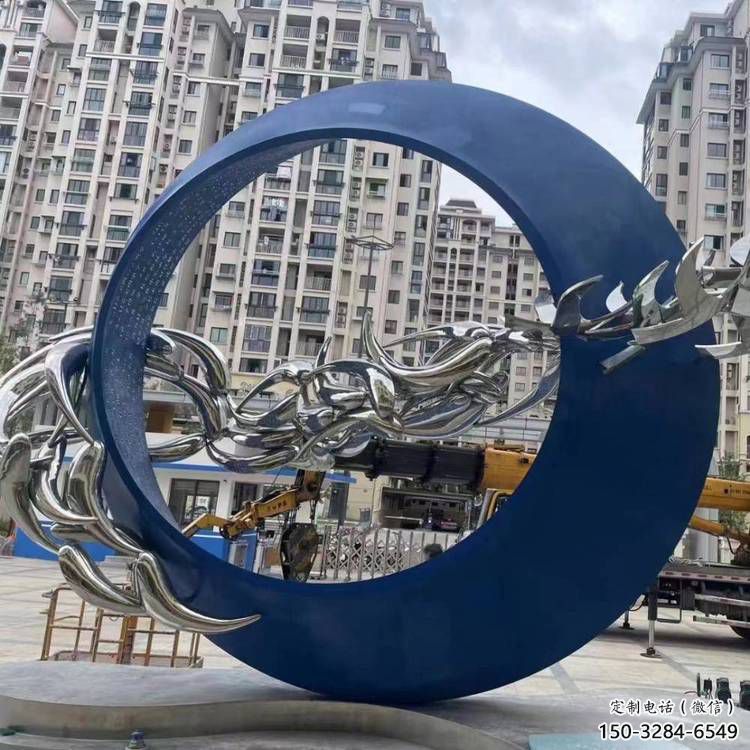 圓環(huán)雕塑訂做，城市雕塑，烤漆圓環(huán)雕塑專供