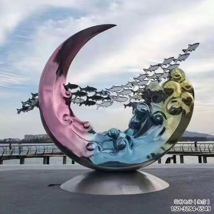 圓環雕塑制作，村標概念，烤漆圓環雕塑專供