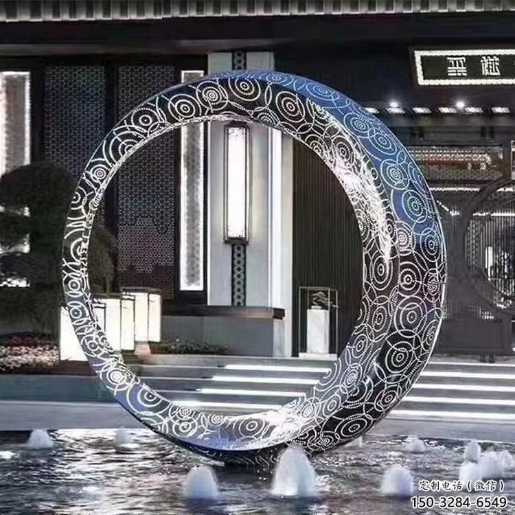 圓環雕塑標準，景觀雕塑，不銹鋼圓圈雕塑廠家提供