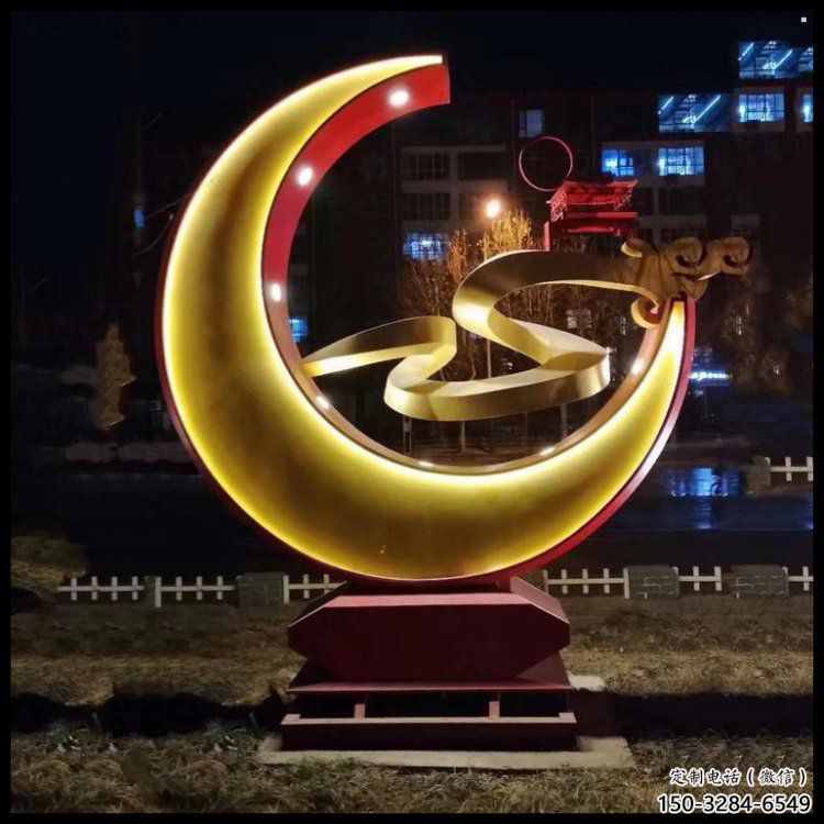月亮雕塑工廠標準，多彩藝術，景觀鏤空月亮雕塑供應