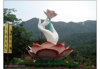 手拈花雕塑，街頭藝術，不銹鋼手拈花雕塑展品