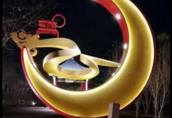 制造月亮雕塑廠家，地標擺件，烤漆鏤空月亮雕塑精選