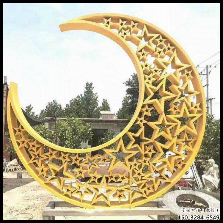 大型月亮雕塑常用，戶外擺放，不銹鋼月亮雕塑專供廠家